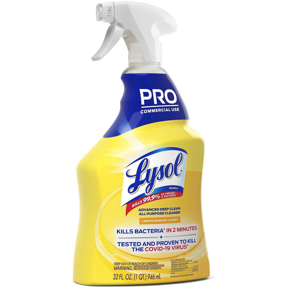 Lysol Advanced Deep Cleaner - 32 fl oz (1 quart) - Lemon Breeze Scent - 12 / Carton - Disinfectant - Clear. Picture 6
