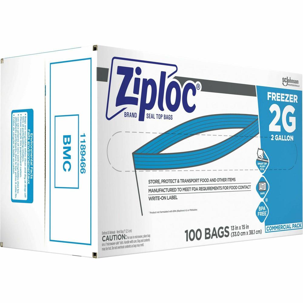 Ziploc&reg; Grip n' Seal Freezer Bags - 2 gal Capacity - 13" Width x 15" Length - Blue - Plastic - 1Carton - Food, Meat, Poultry, Fish. Picture 9