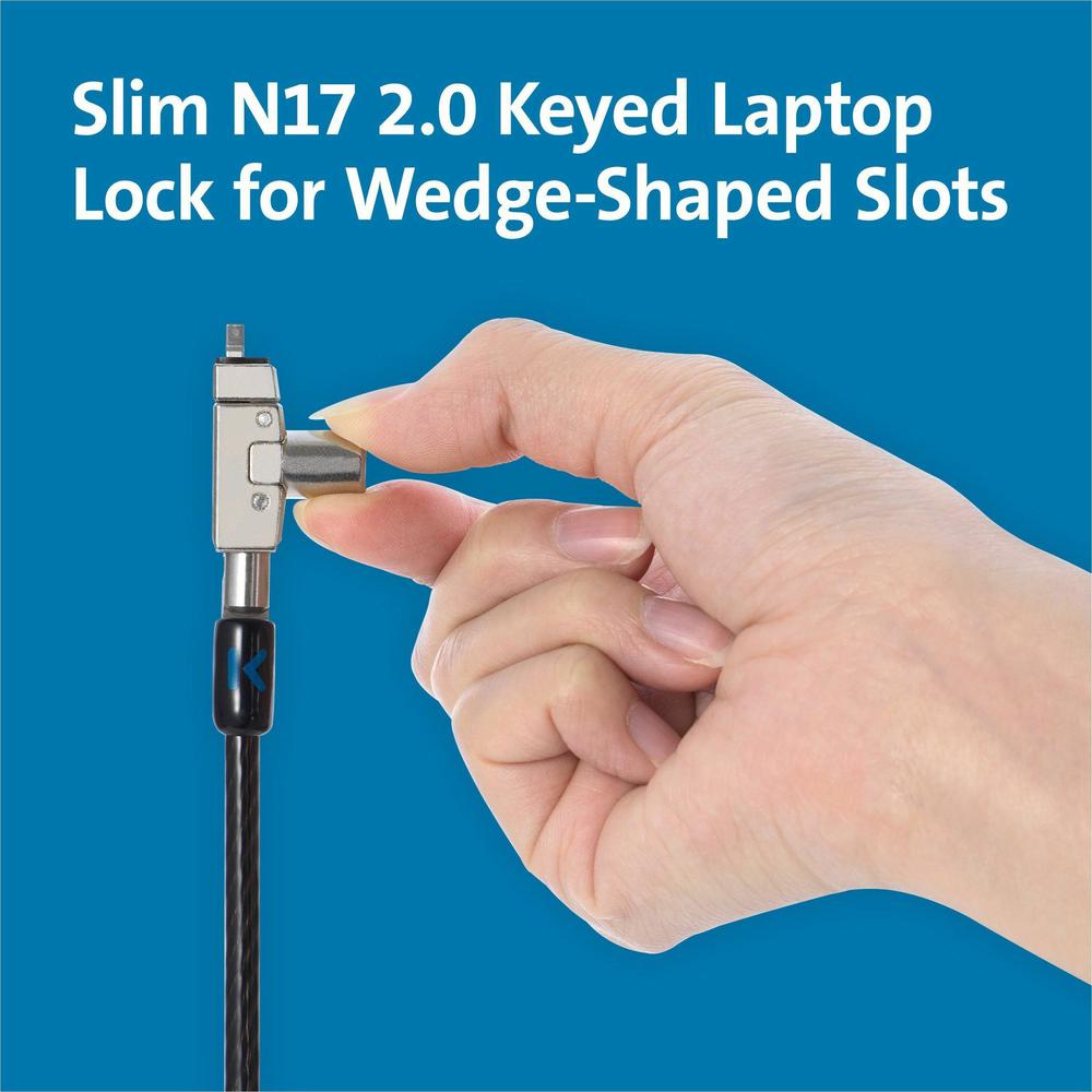 Kensington Slim N17 2.0 Keyed Laptop Lock - Keyed Lock - Black - Carbon Steel - 6 ft - For Notebook. Picture 5