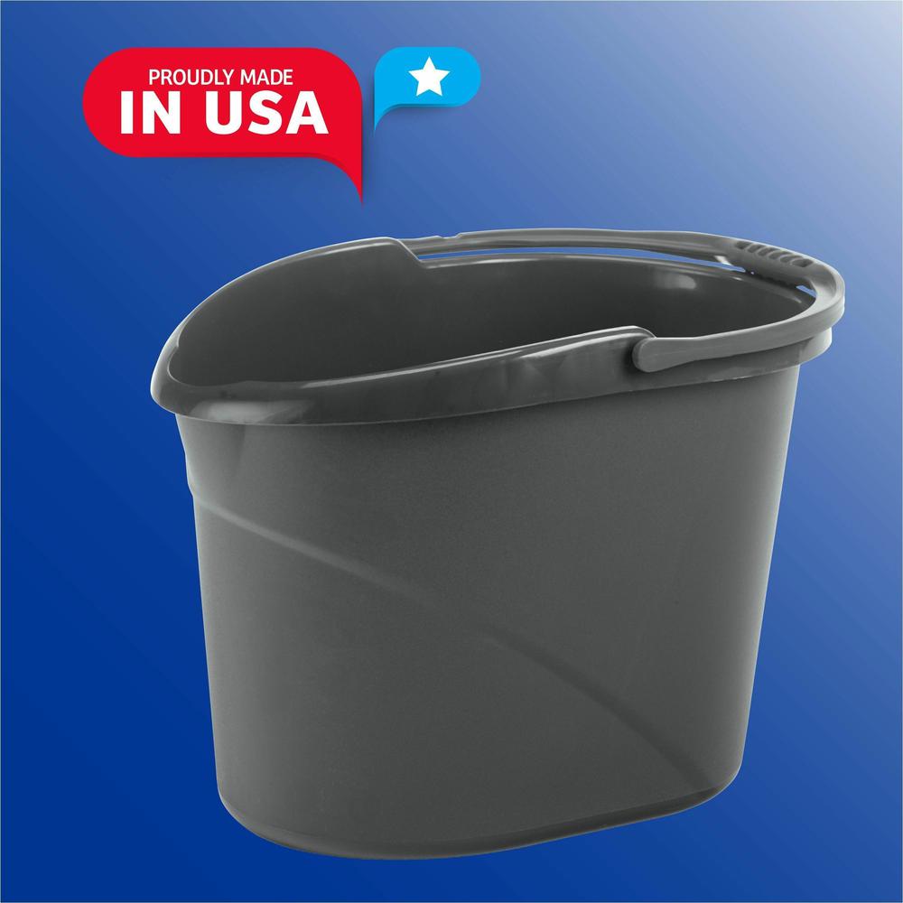 O-Cedar Easy Pour Bucket - 3 gal - Splash Resistant, Durable, Handle - Plastic - Gray - 1 Each. Picture 5