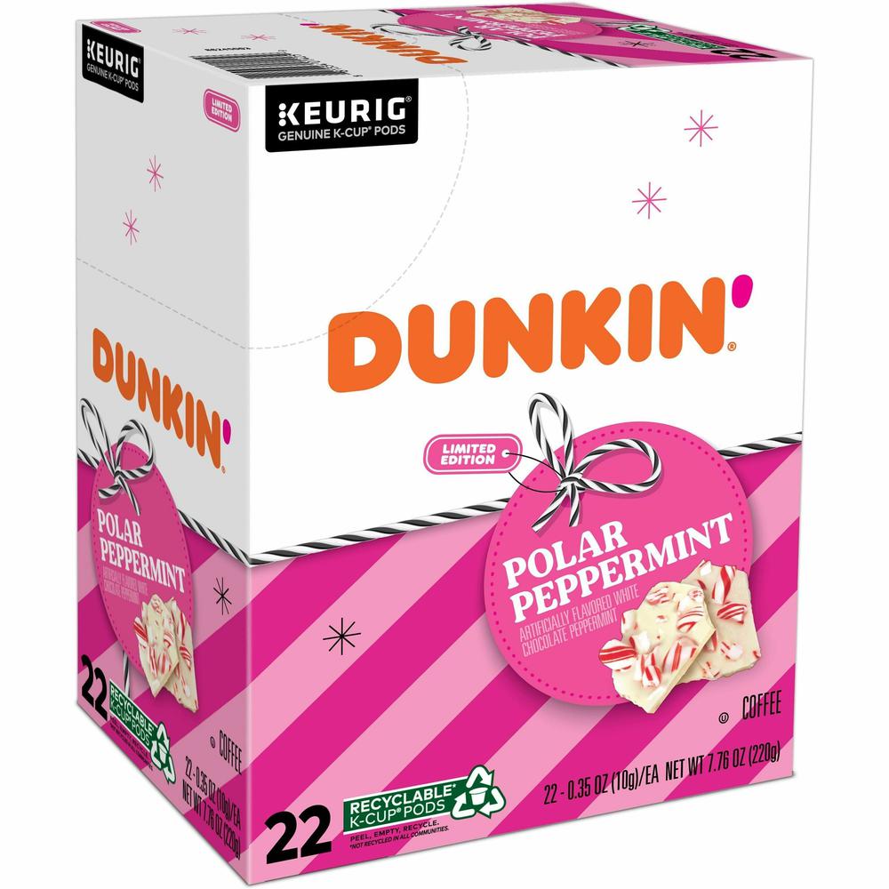 Dunkin'&reg; K-Cup Polar Peppermint Coffee - Compatible with Keurig K-Cup Brewer - Medium - 22 / Box. Picture 8