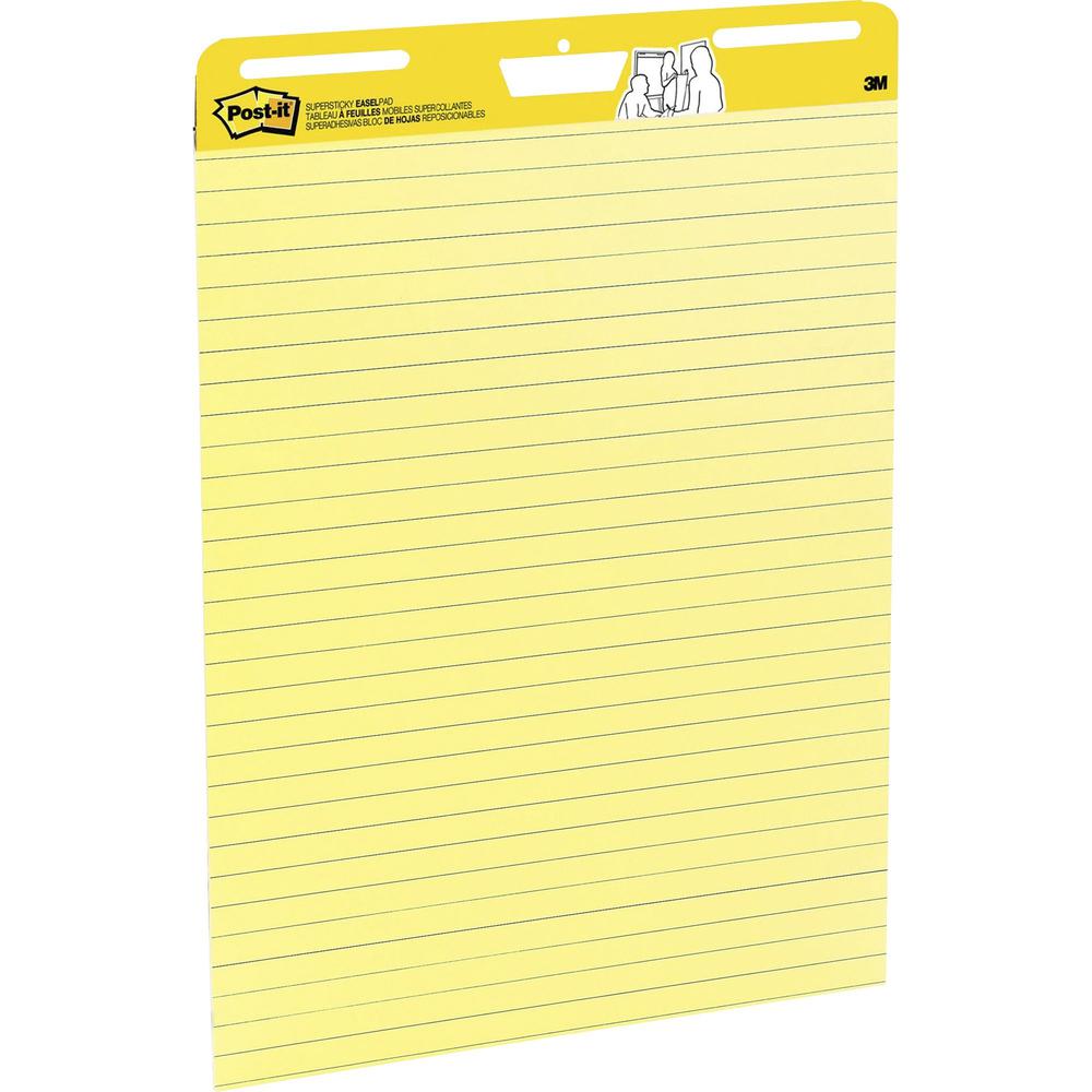Post-it&reg; Self-Stick Easel Pads with Faint Rule - 30 Sheets - Stapled - Feint Blue Margin - 18.50 lb Basis Weight - 25" x 30" - Yellow Paper - Self-adhesive, Repositionable, Resist Bleed-through, R. Picture 5