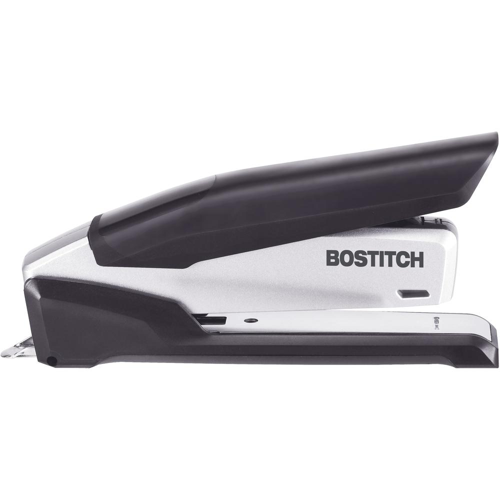 Bostitch InPower Spring-Powered Antimicrobial Desktop Stapler - 28 Sheets Capacity - 210 Staple Capacity - Full Strip - 1 Each - Silver, Black. Picture 7