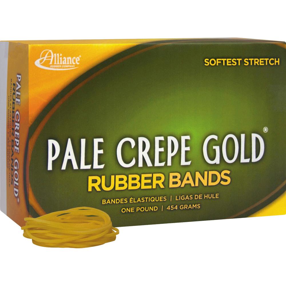 Alliance Rubber 20165 Pale Crepe Gold Rubber Bands - Size #16 - Approx. 2675 Bands - 2 1/2" x 1/16" - Golden Crepe - 1 lb Box. Picture 6