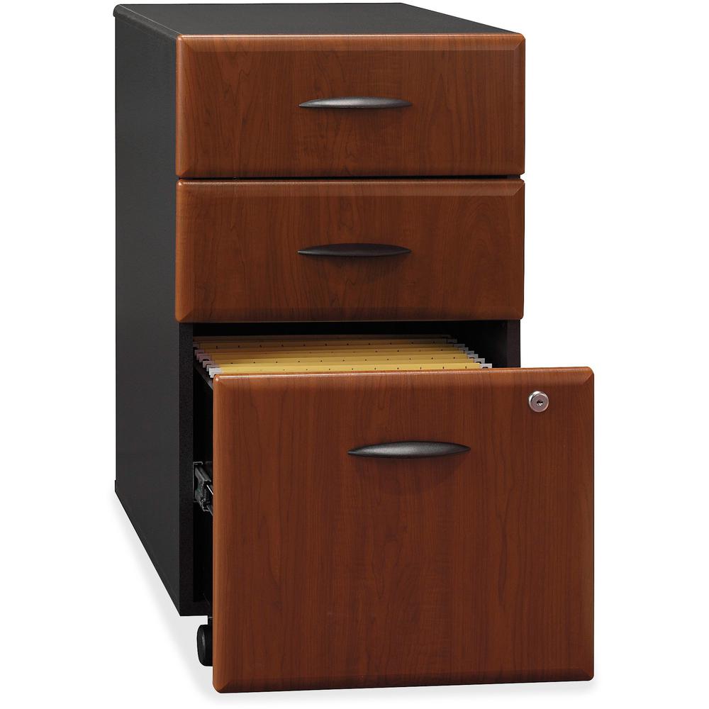 Bush Business Furniture Series A 3 Drawer Mobile File Cabinet, Assembled, Hansen Cherry/Galaxy. Picture 4