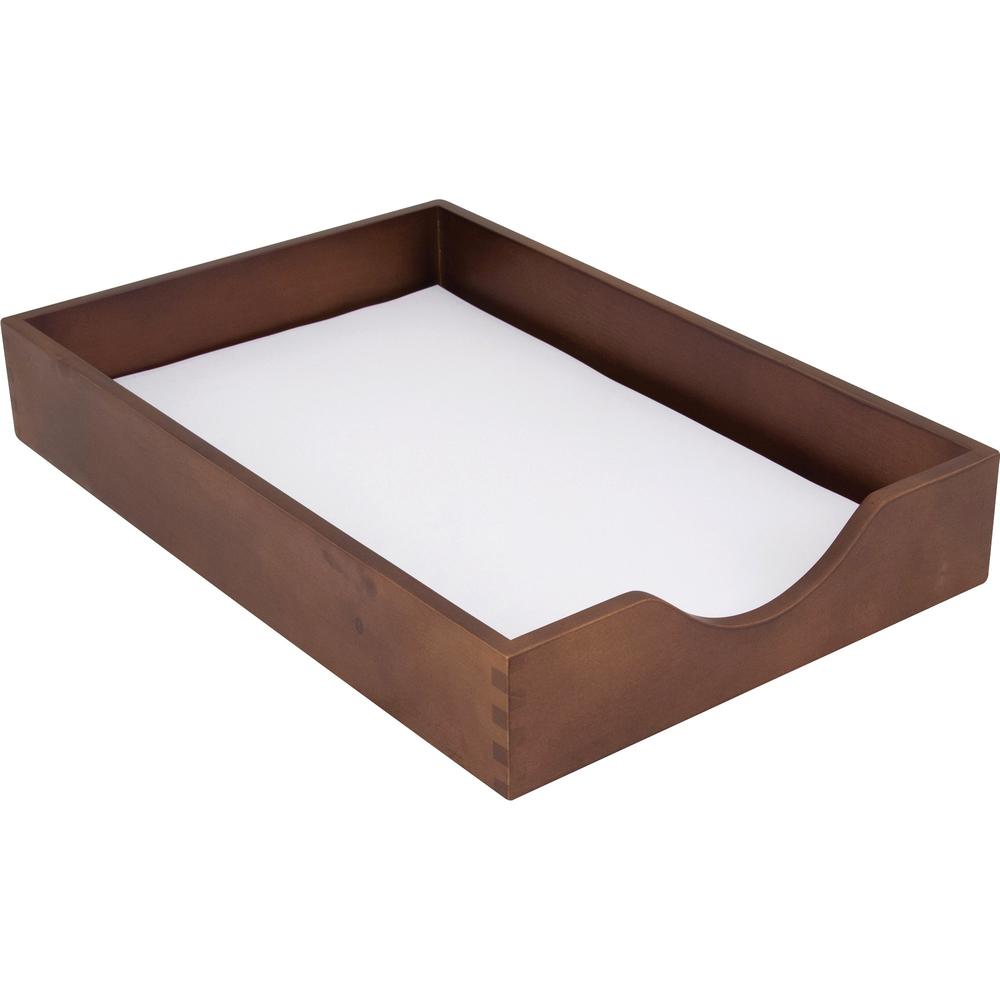Carver Walnut Finish Solid Wood Desk Trays - Desktop - Stackable - Oak - 1 Each. Picture 4