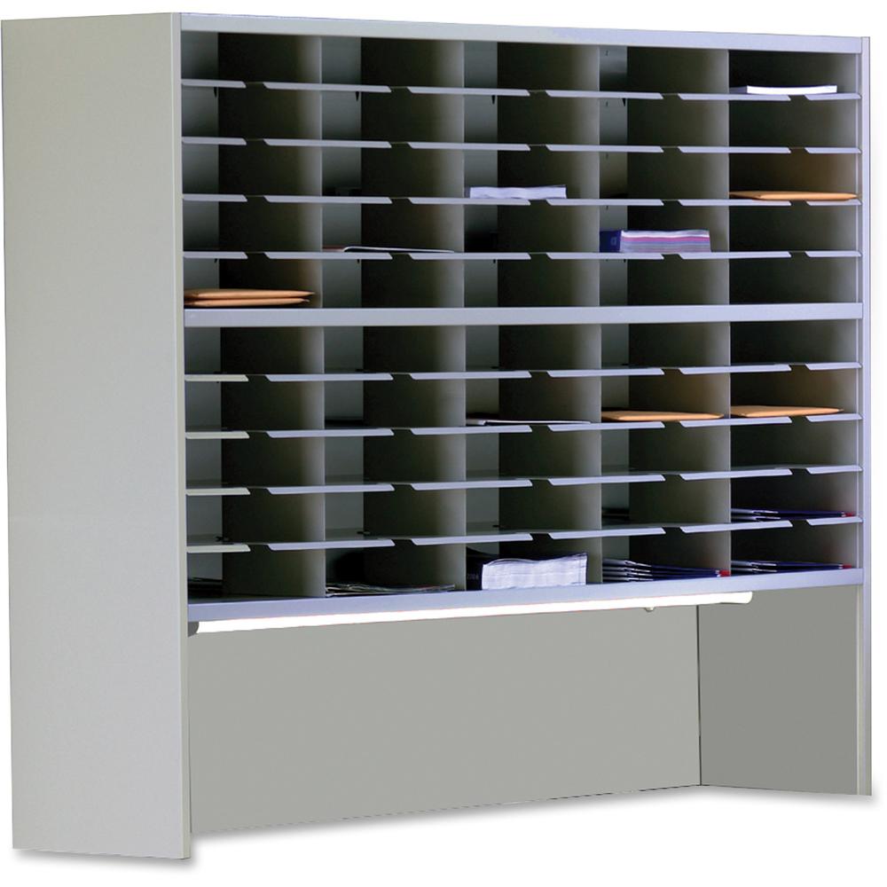 Mayline Mailflow-T-Go Mailroom System - 50 Compartment(s) - 2 Tier(s) - Compartment Size 2.63" x 11.63" x 13.25" - 46.3" Height x 60" Width x 13.3" Depth - Desktop - 30% Recycled - Steel - 1 Each. Picture 5