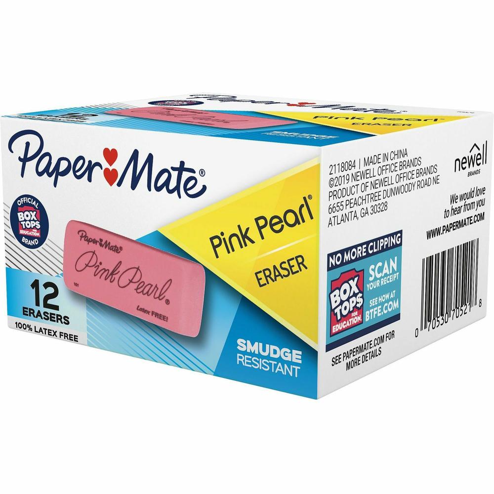 Paper Mate Pink Pearl Eraser - Pink - Rubber - 12 / Box - Self-cleaning, Tear Resistant, Smudge-free, Soft, Pliable. Picture 5