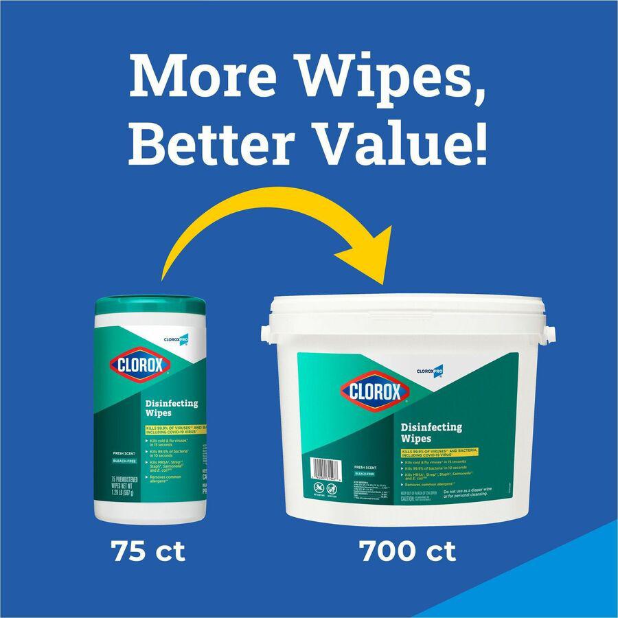 CloroxPro&trade; Disinfecting Wipes - Fresh Scent - Soft Cloth - 75 Per Canister - 1 Each. Picture 24