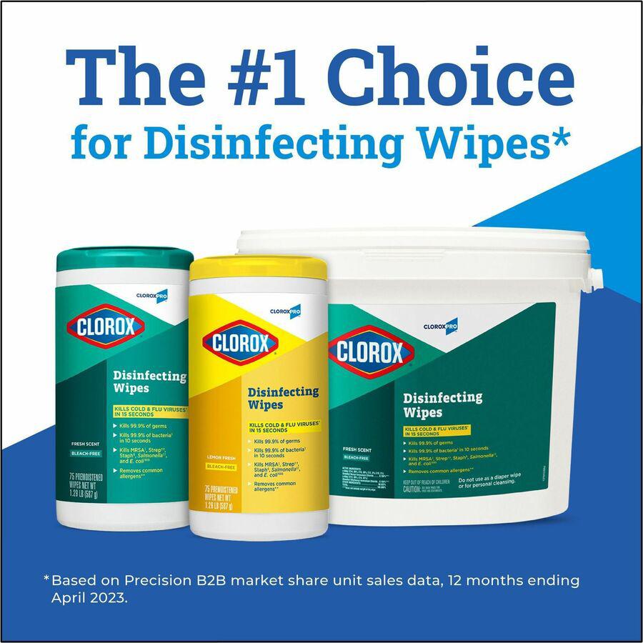 CloroxPro&trade; Disinfecting Wipes - Ready-To-Use - Fresh Scent - 700 / Bucket - 1 Each - Pre-moistened, Anti-bacterial, Textured - White. Picture 22