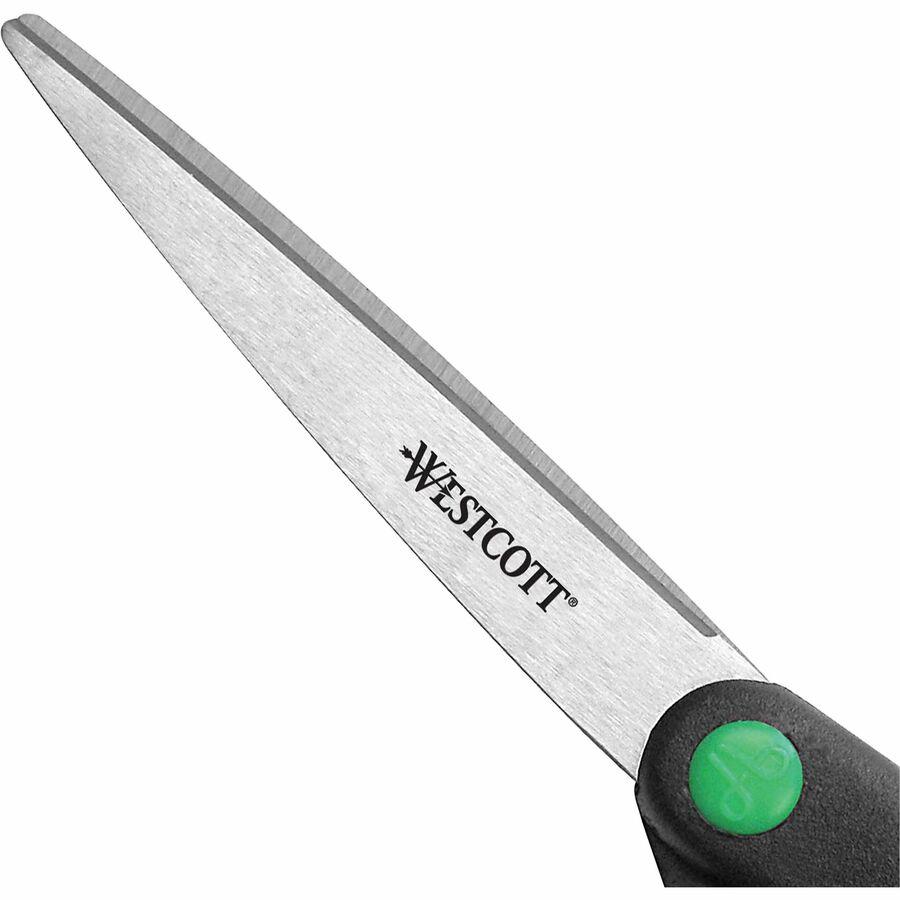Westcott Kleenearth Scissors - 3.25" Cutting Length - 8" Overall Length - Straight-left/right - Stainless Steel - Pointed Tip - Black - 1 Each. Picture 6