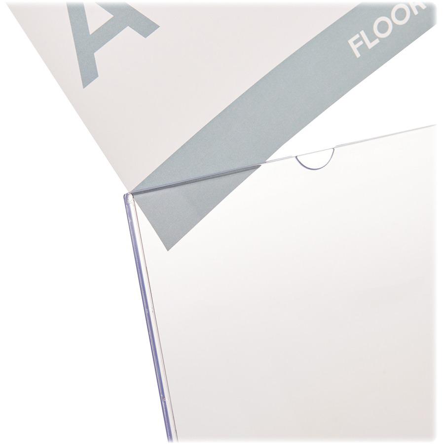 Deflecto Superior Image Slanted Sign Holders - 1 Each - 11" Width x 8.5" Height - Top Loading - Plastic - Clear. Picture 5
