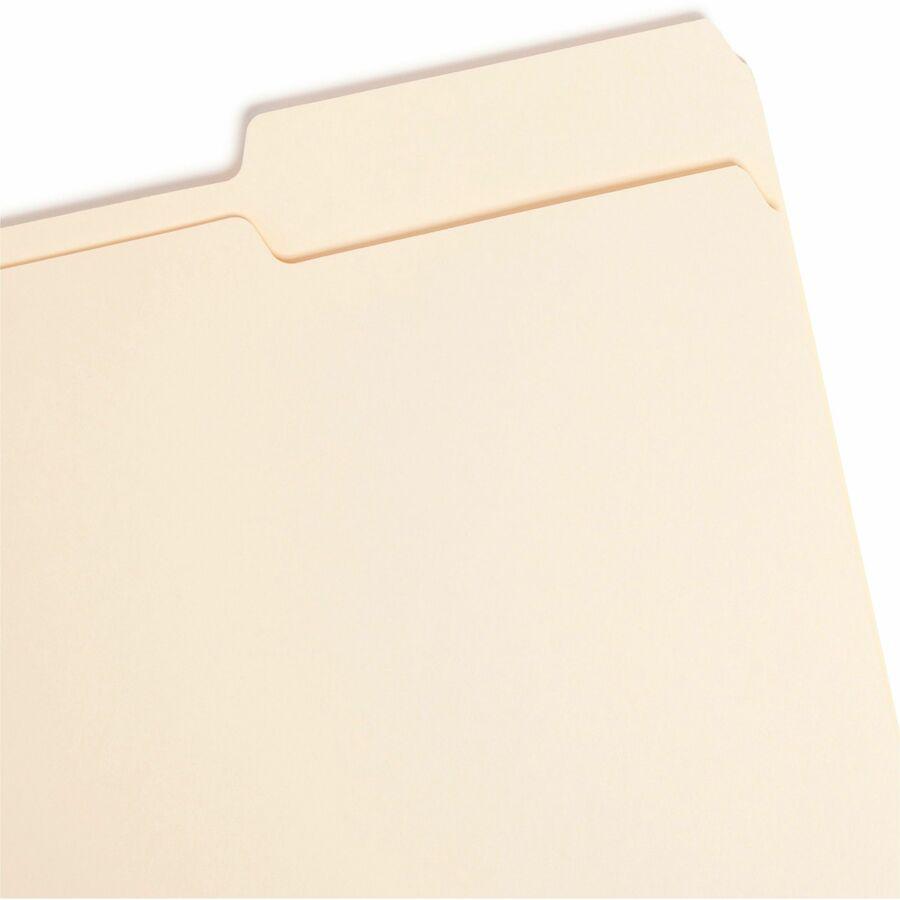 Smead 2/5 Tab Cut Letter Recycled Top Tab File Folder - 8 1/2" x 11" - 3/4" Expansion - Top Tab Location - Right Tab Position - Manila - 10% Recycled - 100 / Box. Picture 6