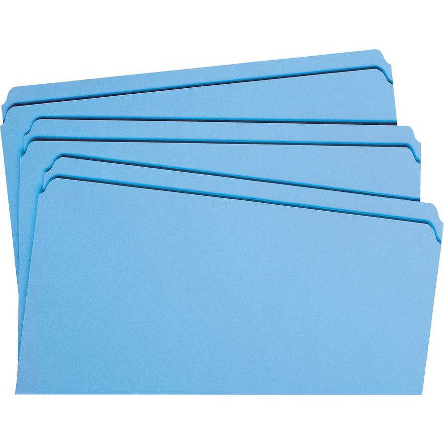 Smead Straight Tab Cut Letter Recycled Top Tab File Folder - 8 1/2" x 11" - 3/4" Expansion - Blue - 10% Recycled - 100 / Box. Picture 10