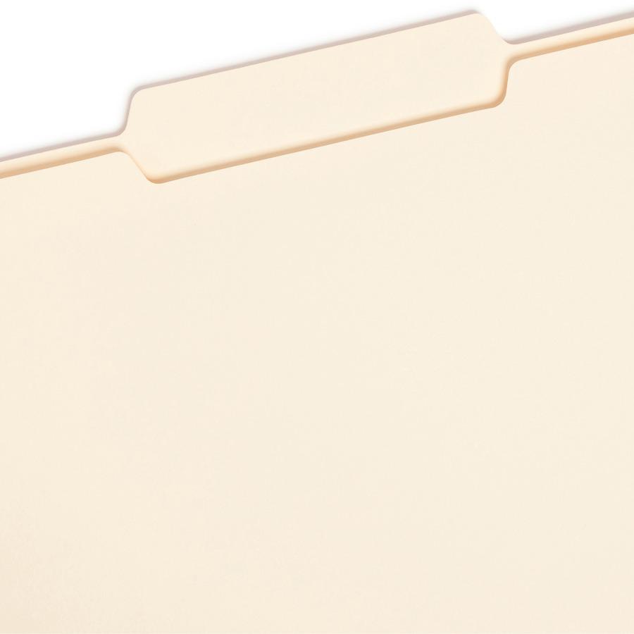 Smead 1/3 Tab Cut Legal Recycled Top Tab File Folder - 8 1/2" x 14" - 3/4" Expansion - Top Tab Location - Second Tab Position - Manila - Manila - 10% Recycled - 100 / Box. Picture 6