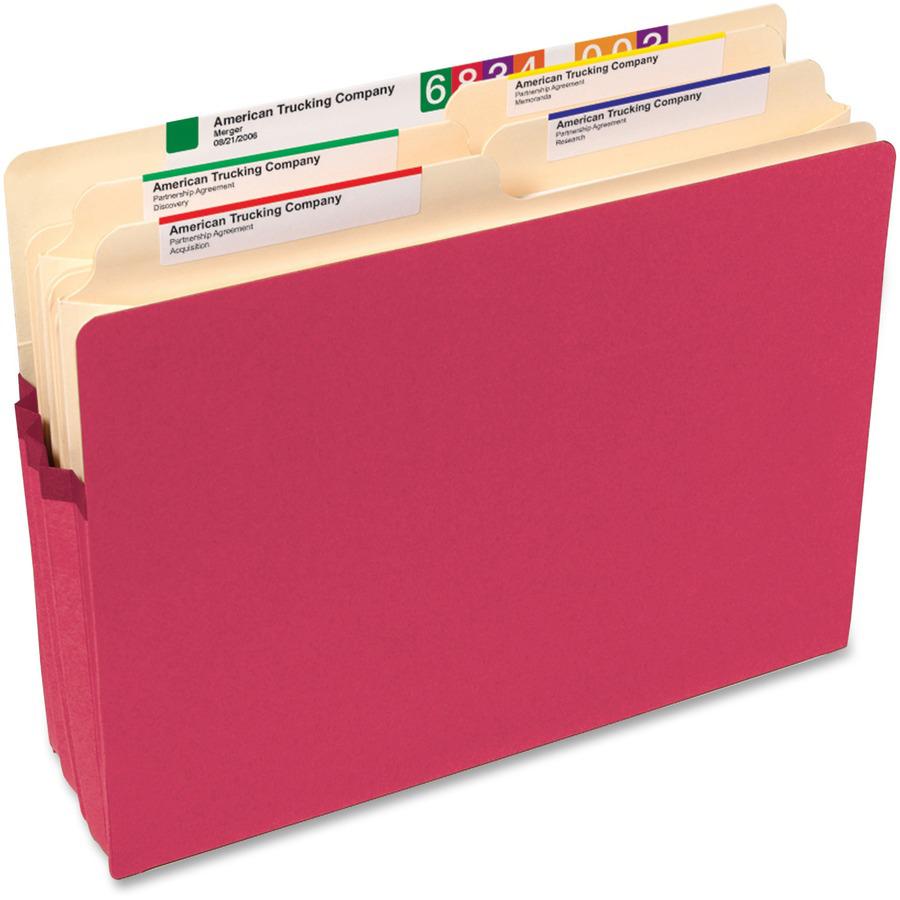 Smead TUFF Pocket Straight Tab Cut Letter Recycled File Pocket - 8 1/2" x 11" - 1 3/4" Expansion - Top Tab Location - Red - 10% Recycled - 1 Each. Picture 7