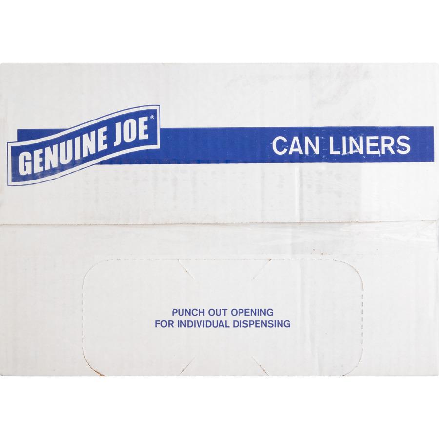 Genuine Joe Clear Trash Can Liners - Small Size - 16 gal - 24" Width x 33" Length x 0.60 mil (15 Micron) Thickness - Low Density - Clear - 500/Carton. Picture 6