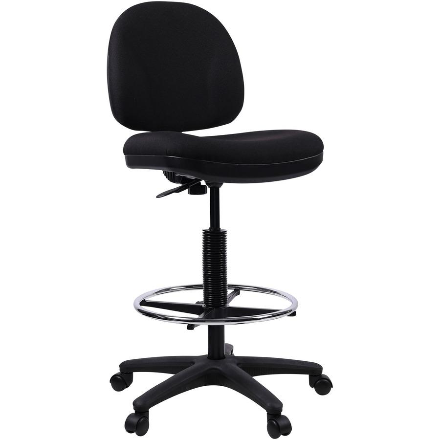 Lorell Millenia Series Adjustable Task Stool with Back - Black Seat - Black - 1 Each. Picture 11