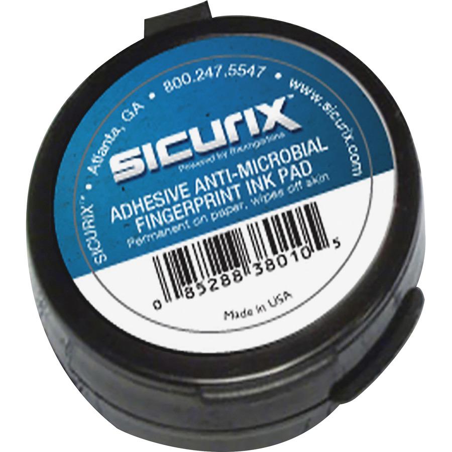SICURIX Adhesive Fingerprint Ink Pad - 1 Each - 1.5" Height x 1.5" Width x 1.5" Depth - Black Ink - Black. Picture 6