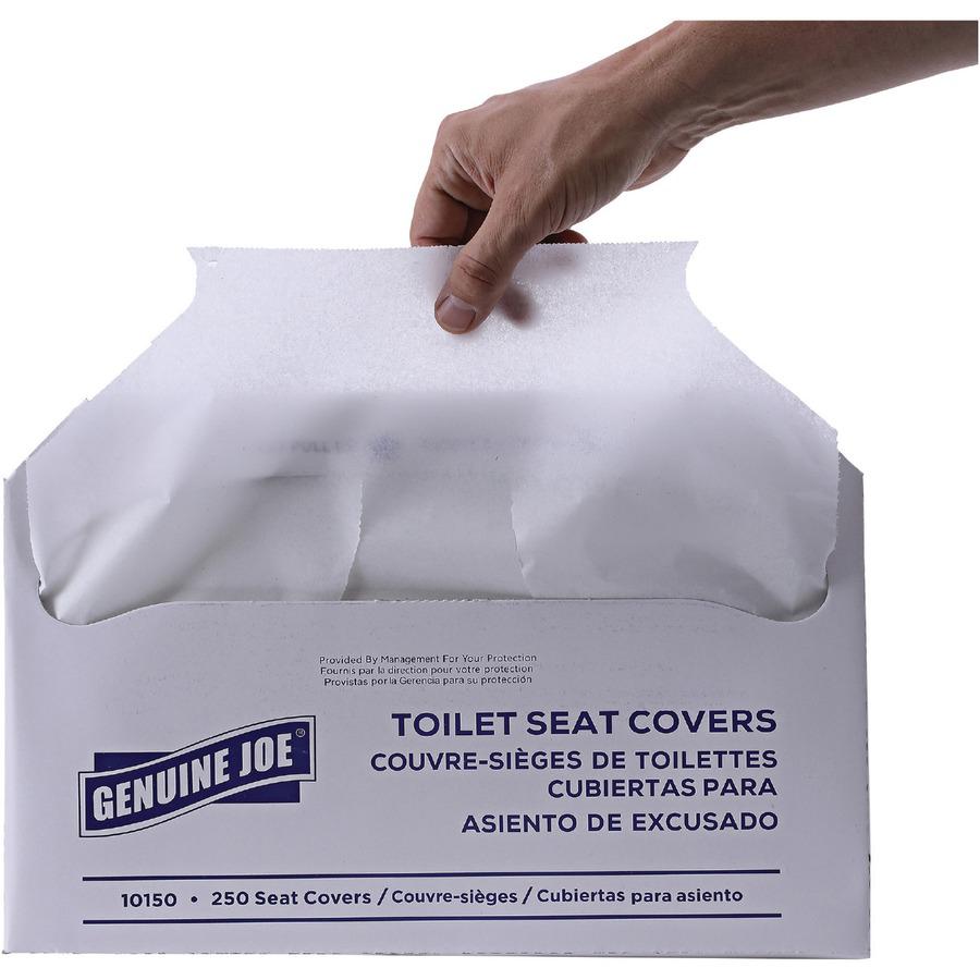 Genuine Joe Half-fold Toilet Seat Covers - Half-fold - For Public Toilet - 2500 / Carton - White. Picture 8