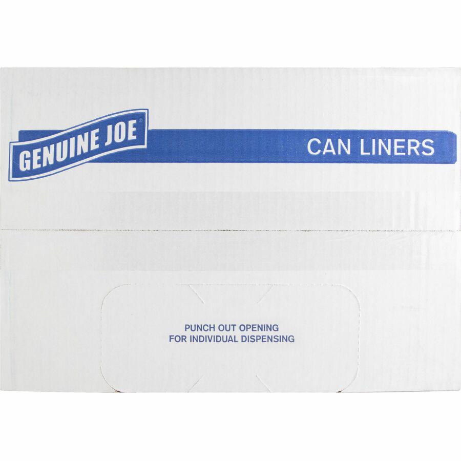 Genuine Joe Heavy-Duty Trash Can Liners - Large Size - 45 gal Capacity - 39" Width x 46" Length - 1.50 mil (38 Micron) Thickness - Low Density - Black - 50/Carton. Picture 6