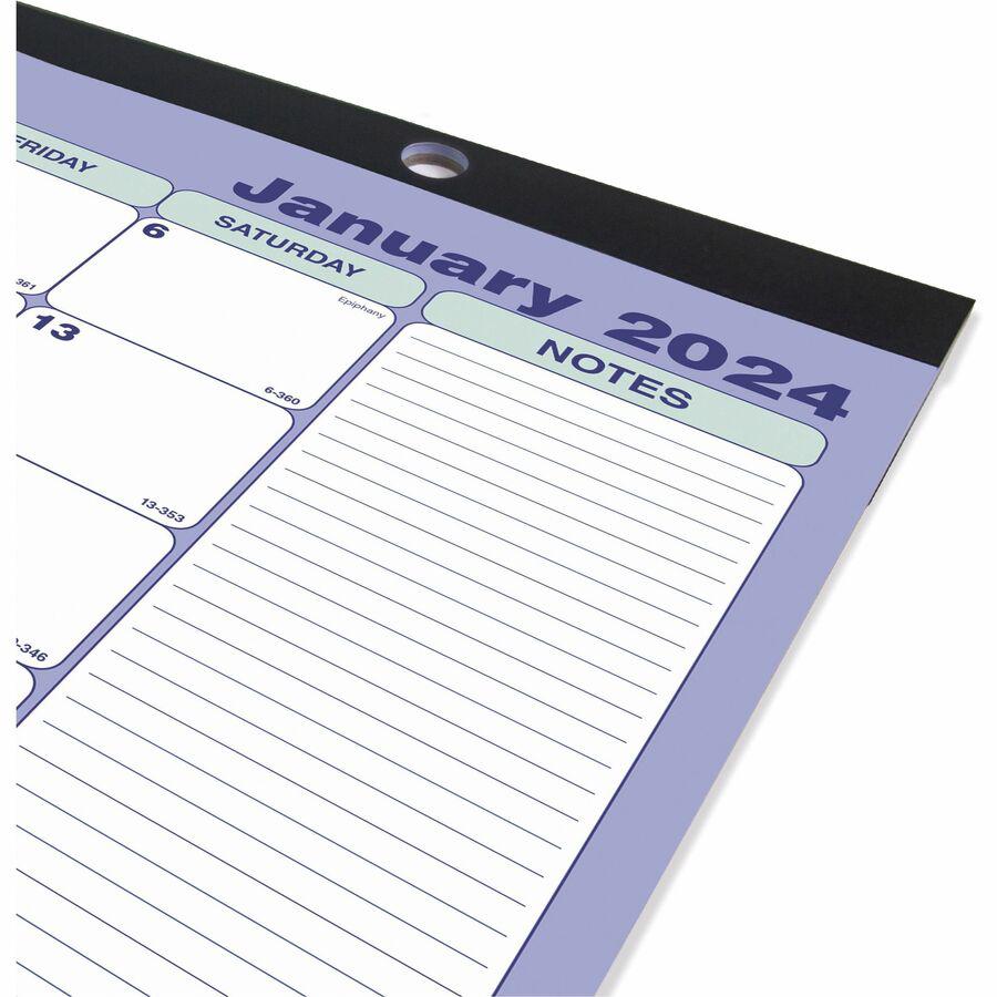 Blueline Monthly Compact Desk Pad/Wall Calendar - Monthly - 1 Year - January 2024 - December 2024 - 1 Month Single Page Layout - 17 3/4" x 10 7/8" Sheet Size - 2 x Holes - Chipboard - Desk Pad - Blue,. Picture 6