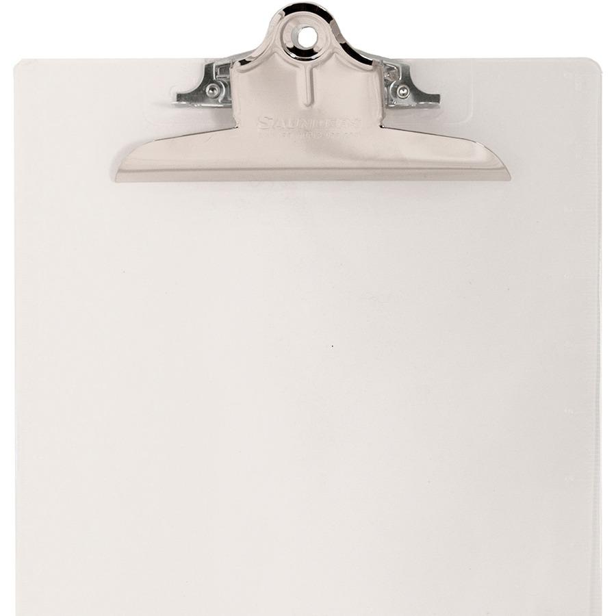 Saunders Transparent Clipboard with High Capacity Clip - 1" Clip Capacity - 8 1/2" x 11" - Plastic - Clear - 1 Each. Picture 2
