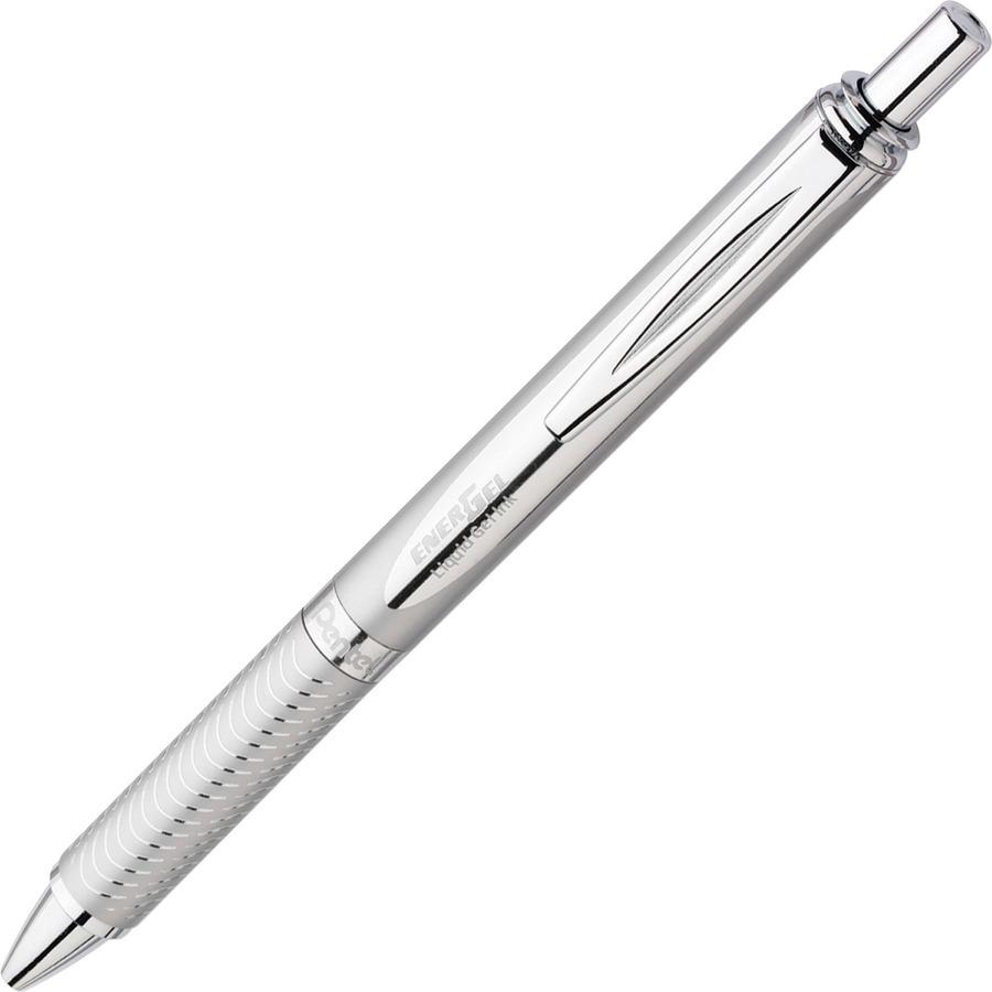 EnerGel EnerGel Alloy Retractable Gel Pens - Medium Pen Point - 0.7 mm Pen Point Size - Refillable - Retractable - Black Gel-based Ink - Metallic Silver Metal Barrel - Stainless Steel Tip - 1 Each. Picture 3