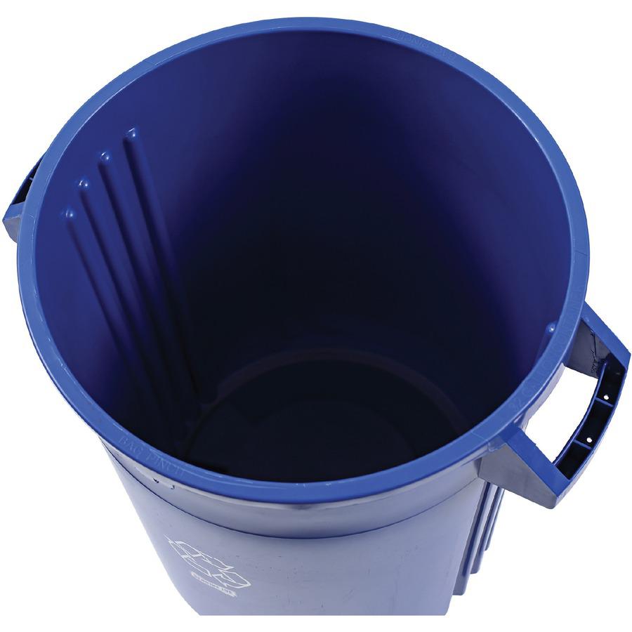 Genuine Joe Heavy-Duty Trash Container - 32 gal Capacity - Side Handle, Venting Channel - Plastic - Blue - 1 Each. Picture 10