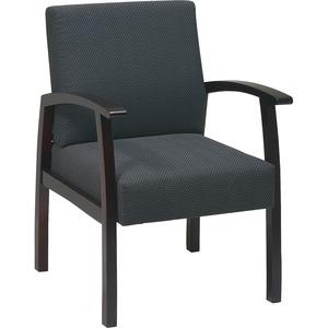 Lorell Thickly Padded Guest Chair - Mahogany Frame - Four-legged Base - Charcoal - 1 Each. Picture 4