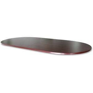 Lorell Essentials Conference Tabletop - Oval Top - 48" Table Top Width x 96" Table Top Depth x 1.25" Table Top Thickness - 1" Height x 94.50" Width x 47.25" Depth - Assembly Required - Mahogany. Picture 7