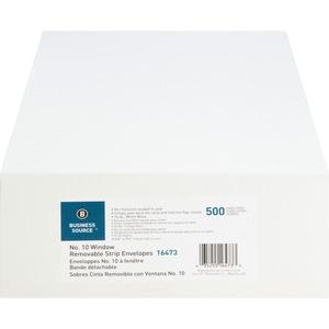 Business Source Security Tint Window Envelopes - Business - #10 - 9 1/2" Width x 4 1/8" Length - Peel & Seal - Wove - 500 / Box - White. Picture 2