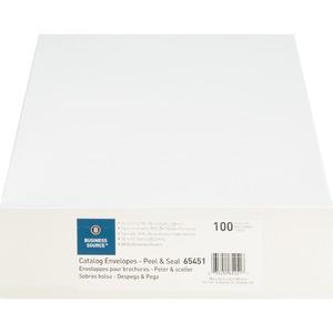 Business Source Self Sealing Catalog Envelopes - Catalog - 10" Width x 13" Length - 28 lb - Peel & Seal - Wove - 100 / Box - White. Picture 6