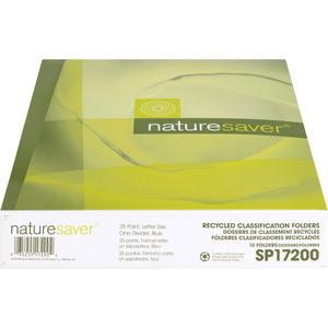 Nature Saver 1/3 Tab Cut Letter Recycled Classification Folder - 8 1/2" x 11" - 2" Fastener Capacity for Folder - Top Tab Location - 1 Divider(s) - Blue - 100% Recycled - 10 / Box. Picture 3