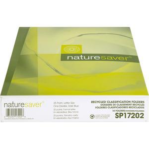 Nature Saver Letter Recycled Classification Folder - 8 1/2" x 11" - 2" Fastener Capacity for Folder - Top Tab Location - 1 Divider(s) - Blue - 100% Recycled - 10 / Box. Picture 6
