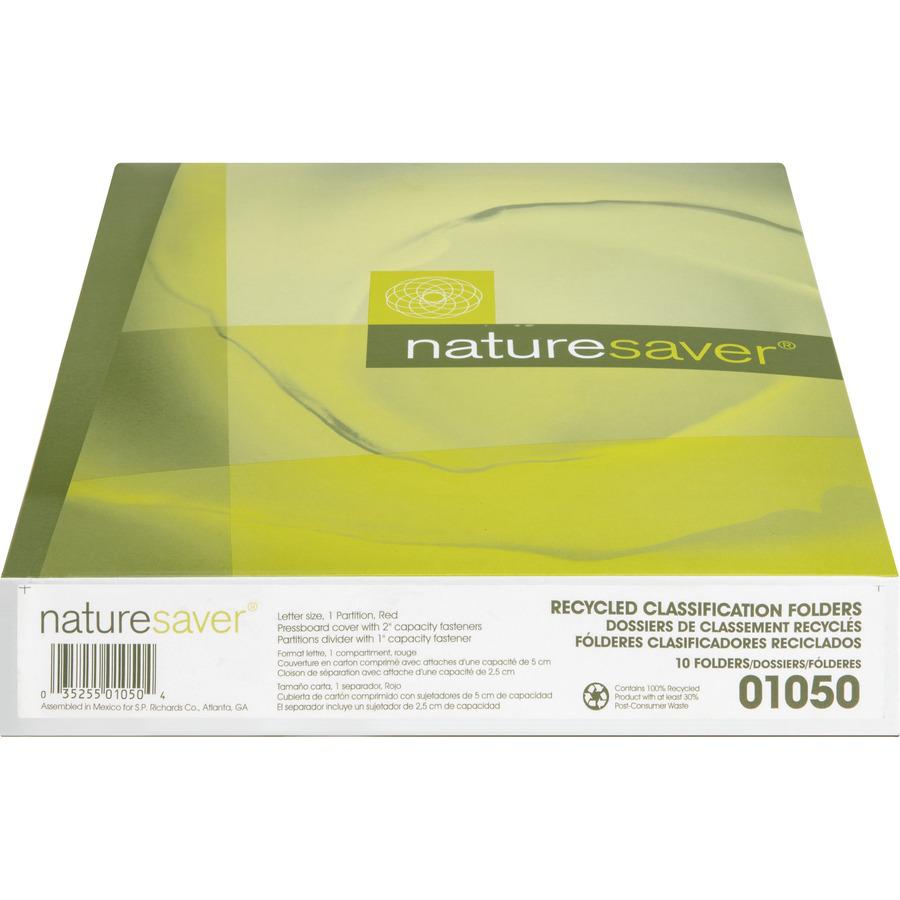 Nature Saver 2/5 Tab Cut Letter Recycled Classification Folder - 8 1/2" x 11" - 4 Fastener(s) - 2" Fastener Capacity for Folder, 1" Fastener Capacity for Divider - 1 Divider(s) - Pressboard - Redrope . Picture 7