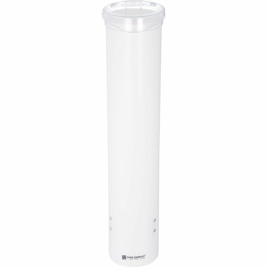 San Jamar Small Pull-type Water Cup Dispenser - 16" Tube - Pull Dispensing - Wall Mountable - Transparent White - Plastic - 1 Each. Picture 10
