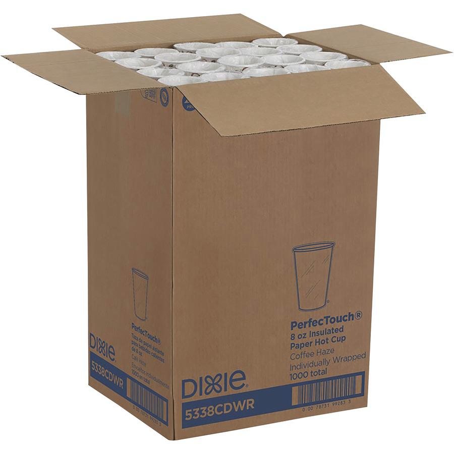 Dixie PerfecTouch 8 oz Insulated Wrapped Paper Hot Coffee Cups by GP Pro - 1000 / Carton - Multi - Paper - Hot Food, Cold Food, Coffee. Picture 3