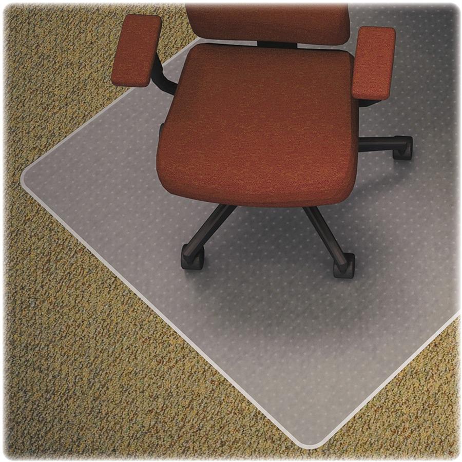 Lorell Medium-pile Chairmat - Carpeted Floor - 48" Length x 36" Width x 0.13" Thickness - Lip Size 10" Length x 19" Width - Vinyl - Clear - 1Each. Picture 11