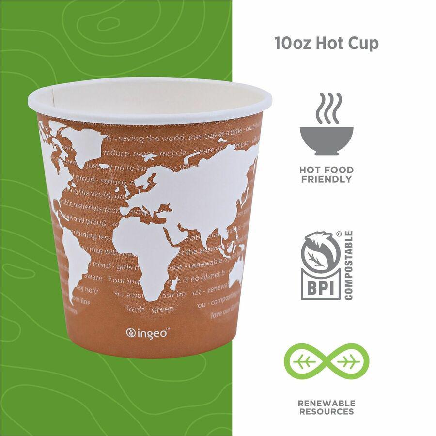 Eco-Products 10 oz World Art Hot Beverage Cups - 50 / Pack - 20 / Carton - Multi - Paper, Resin - Hot Drink. Picture 6