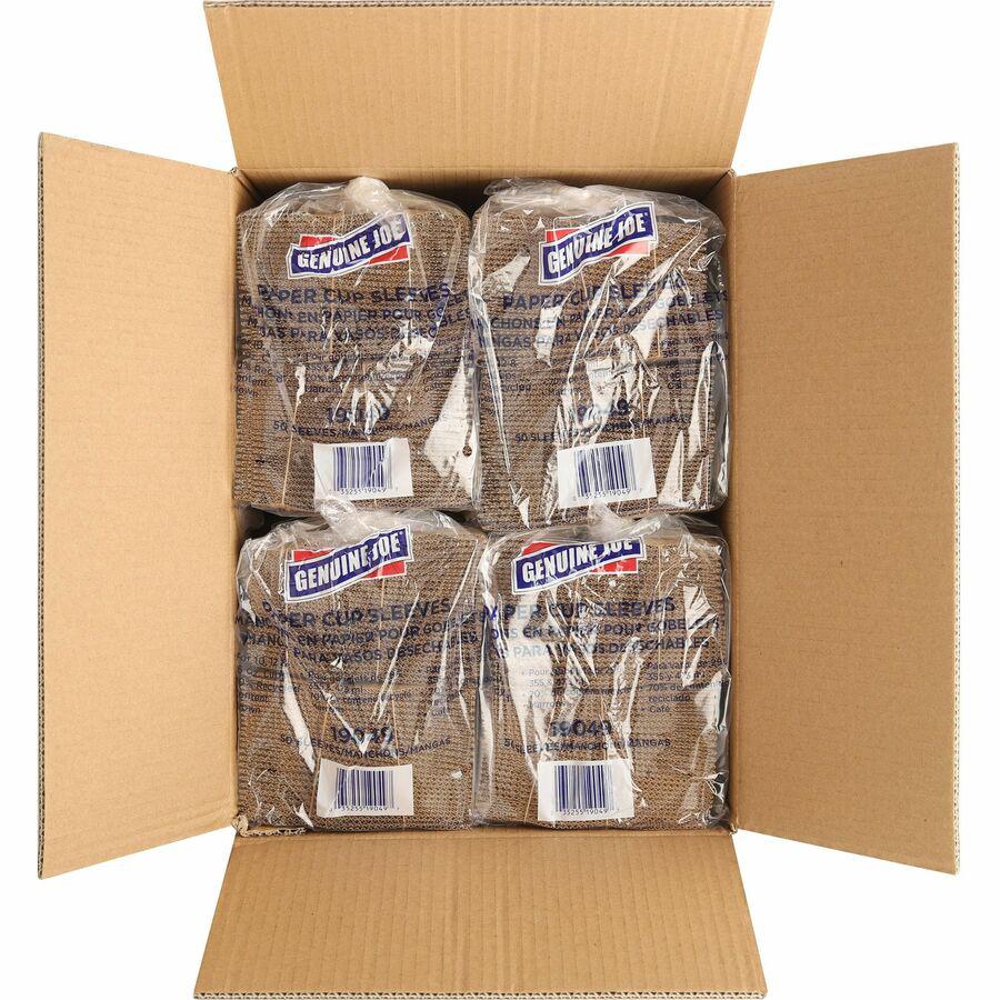 Genuine Joe Protective Corrugated Cup Sleeves - 20 / Carton - Brown. Picture 10