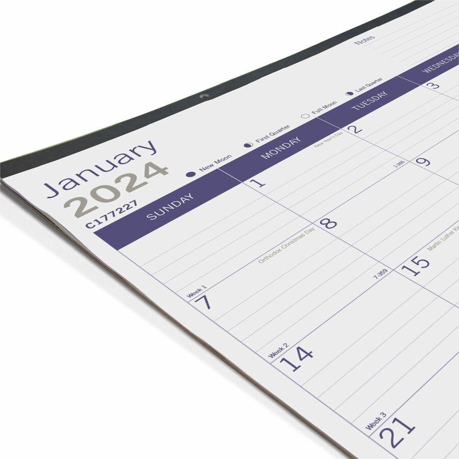 Blueline DuraGlobe Monthly Desk Pad Calendar - Julian Dates - Monthly - 12 Month - January 2024 - December 2024 - 1 Month Single Page Layout - 17" x 22" Sheet Size - Desk Pad - Chipboard, Paper - Refe. Picture 6