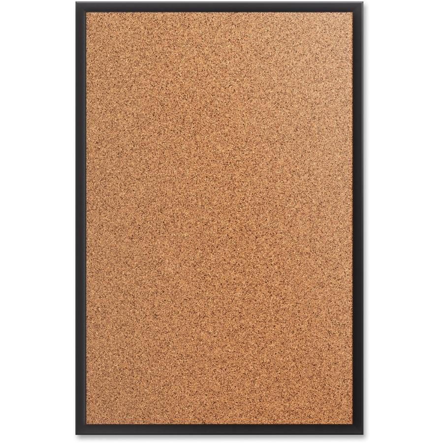 Quartet Classic Series Bulletin Board - 18" Height x 24" Width - Brown Natural Cork Surface - Self-healing, Durable, Sturdy - Black Aluminum Frame - 1 Each. Picture 2