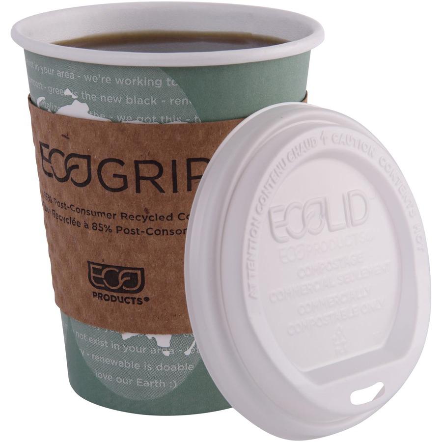 Eco-Products Renewable EcoLid Hot Cup Lids - Polylactic Acid (PLA) - 16 / Carton - White. Picture 6