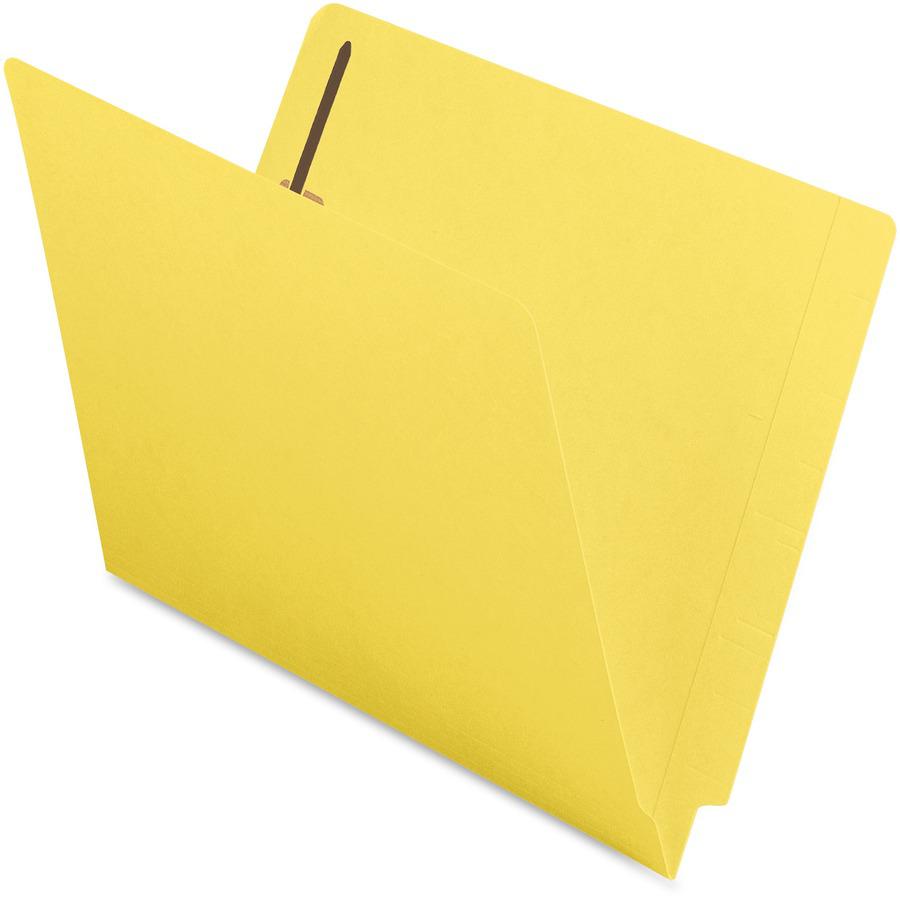 Smead WaterShed/CutLess Straight Tab Cut Letter Recycled End Tab File Folder - 8 1/2" x 11" - 2 x 2B Fastener(s) - End Tab Location - Yellow - 30% Paper Recycled - 50 / Box. Picture 9