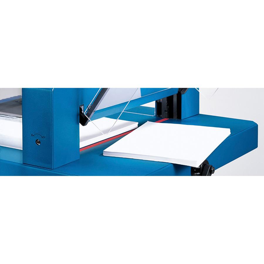 Dahle 846 Professional Stack Cutter - 500 Sheet Cutting Capacity - 16.88" Cutting Length - Ground Blade, Adjustable Alignment Guide, Durable, Burr-free Cut - Steel, Metal, Aluminum, Plastic - Blue - 3. Picture 9