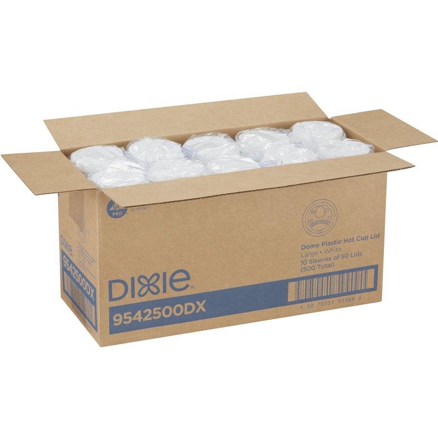 Dixie Large Hot Cup Lids by GP Pro - Dome - Plastic - 10 / Carton - 50 Per Pack - White. Picture 3