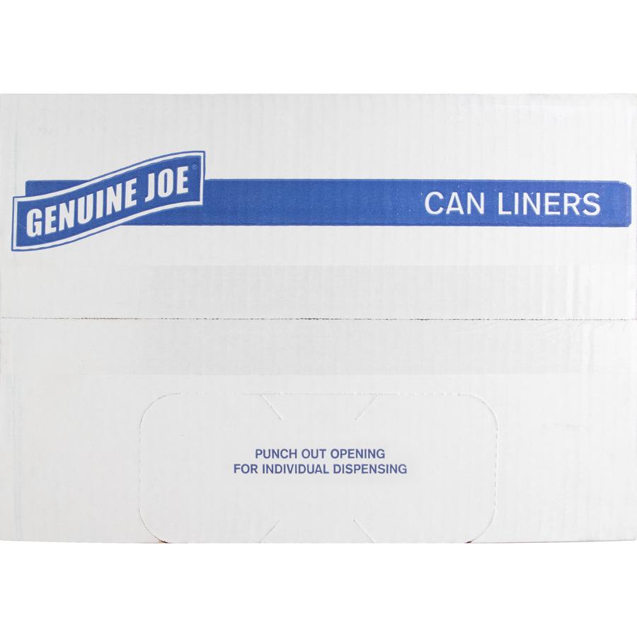 Genuine Joe Slim Jim 23-gallon Can Liners - Medium Size - 23 gal Capacity - 28.50" Width x 43" Length - Low Density - Black - 1/Carton - 150 Per Box - Office Waste, Food - Recycled. Picture 6