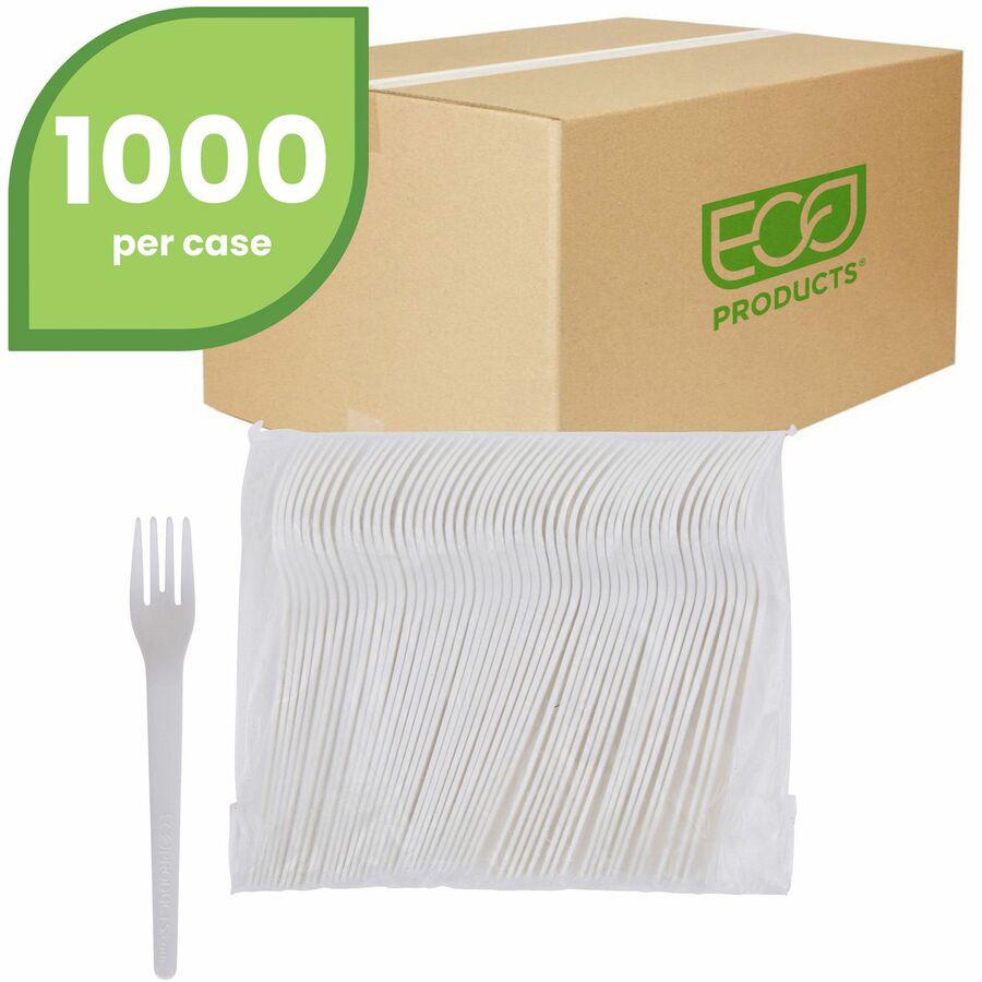 Eco-Products 6" Plantware High-heat Forks - 1 Piece(s) - 20/Carton - Fork - 1 x Fork - Disposable - Pearl White. Picture 11