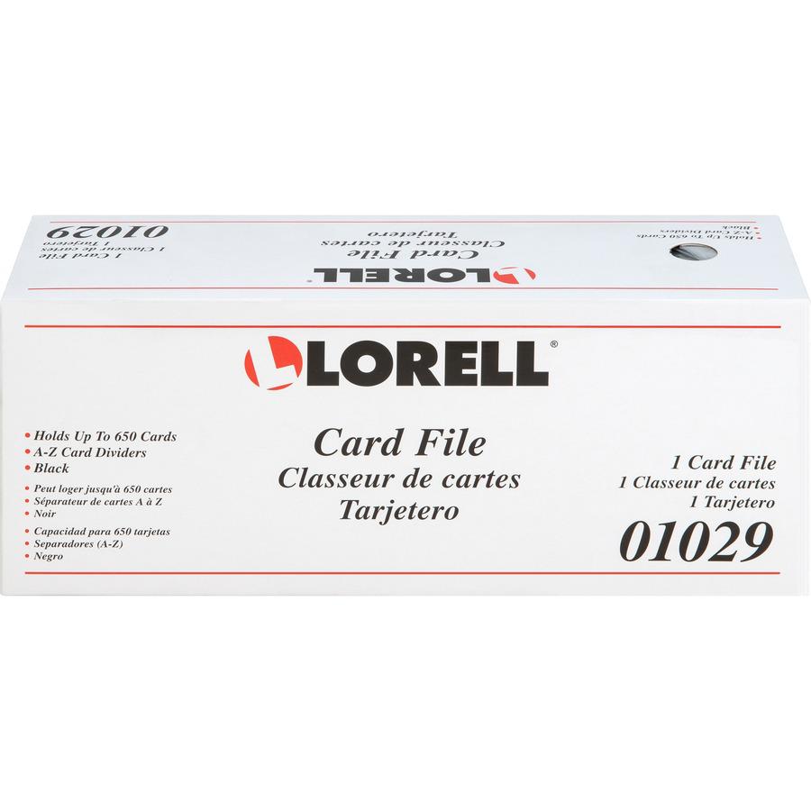 Lorell Desktop Business Card File - 650 Card Capacity - Black, Smoke. Picture 2
